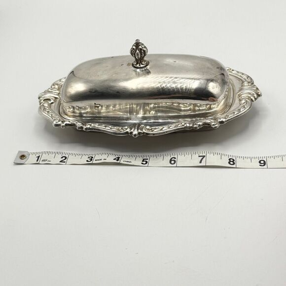 Vintage Sheridan Silver Plated Butter Dish With Glass Insert - Picture 9 of 9